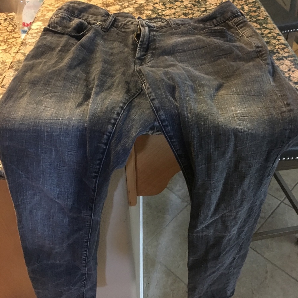 Black distress denim pants